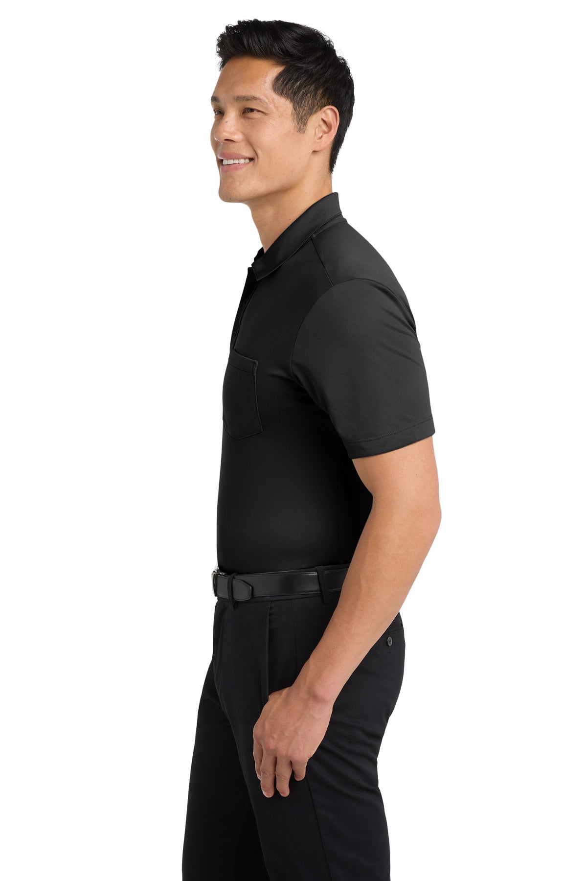Black Port Authority Silk Touch Performance Pocket Polo. K540P