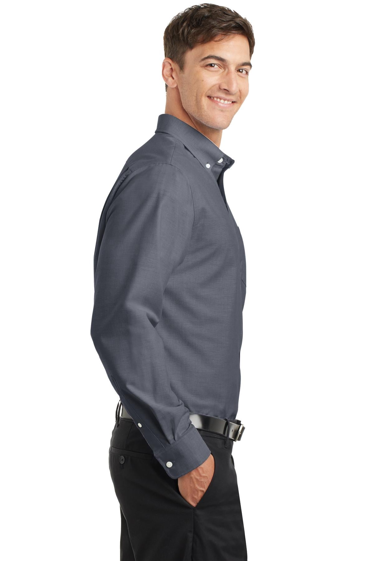 Black Port Authority SuperPro Oxford Shirt. S658