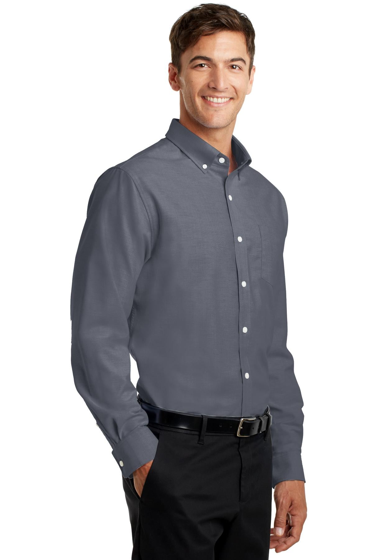 Black Port Authority SuperPro Oxford Shirt. S658