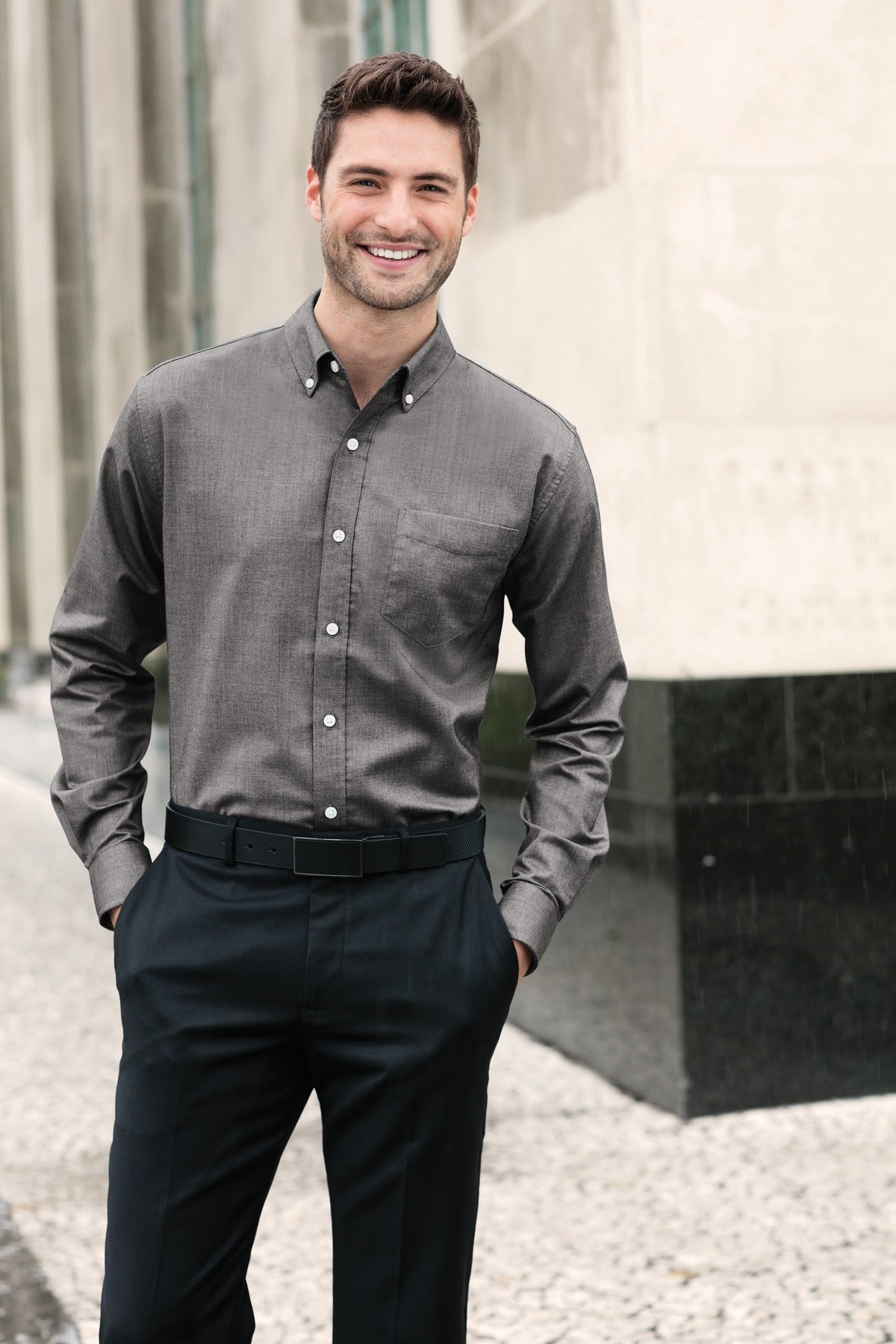 Black Port Authority SuperPro Oxford Shirt. S658