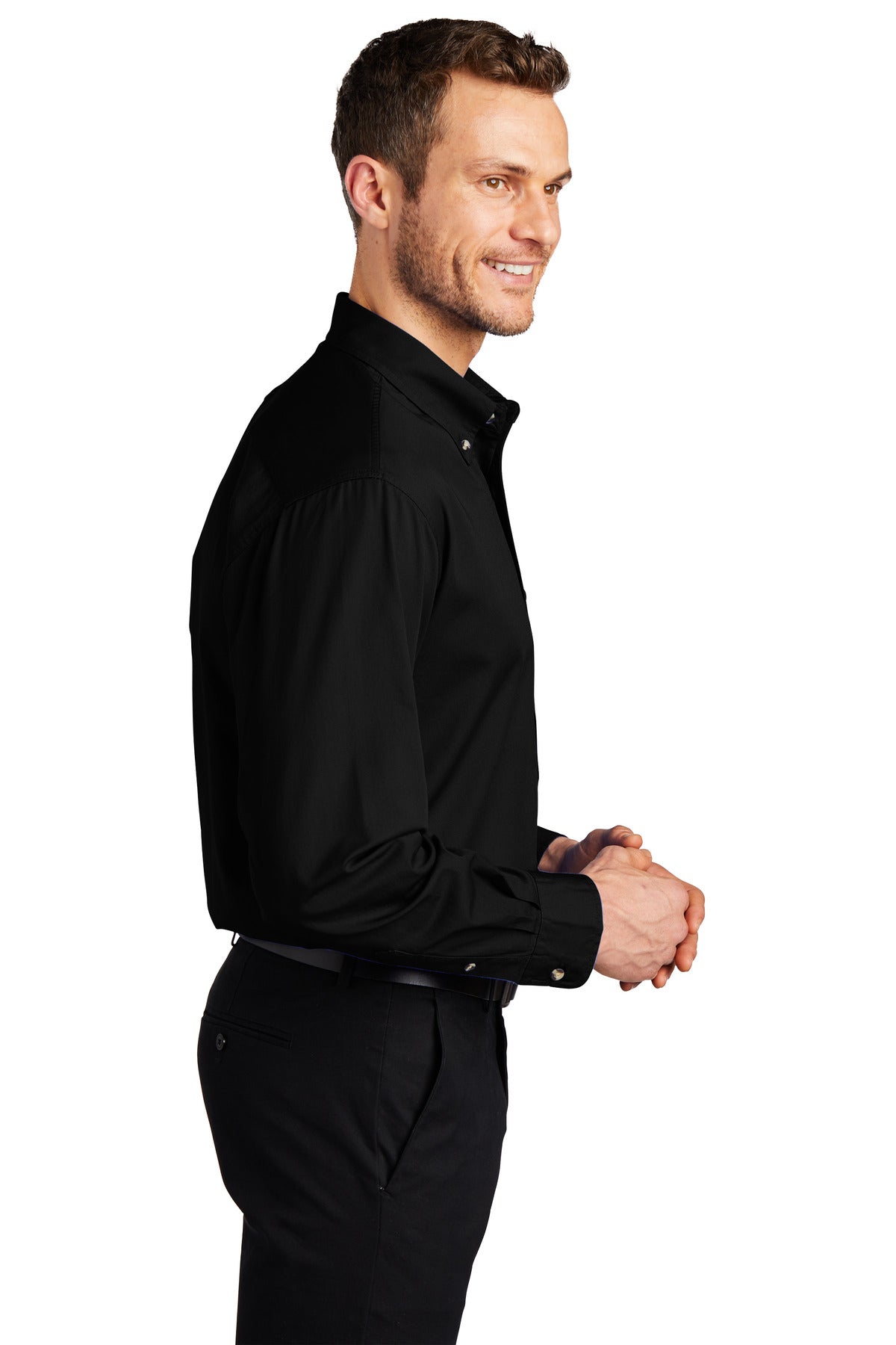 Black Port Authority Tall Long Sleeve Twill Shirt. TLS600T