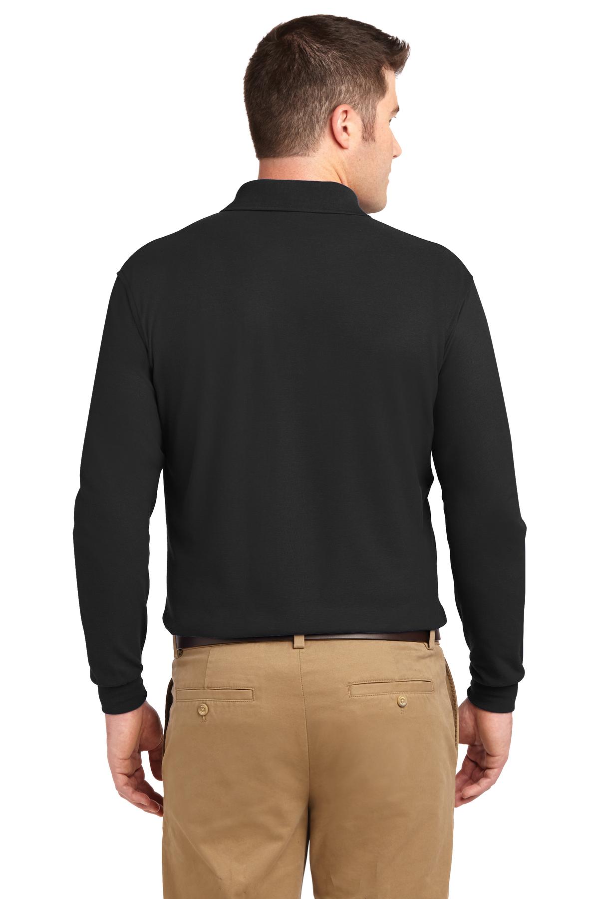 Black Port Authority Tall Silk Touch Long Sleeve Polo. TLK500LS