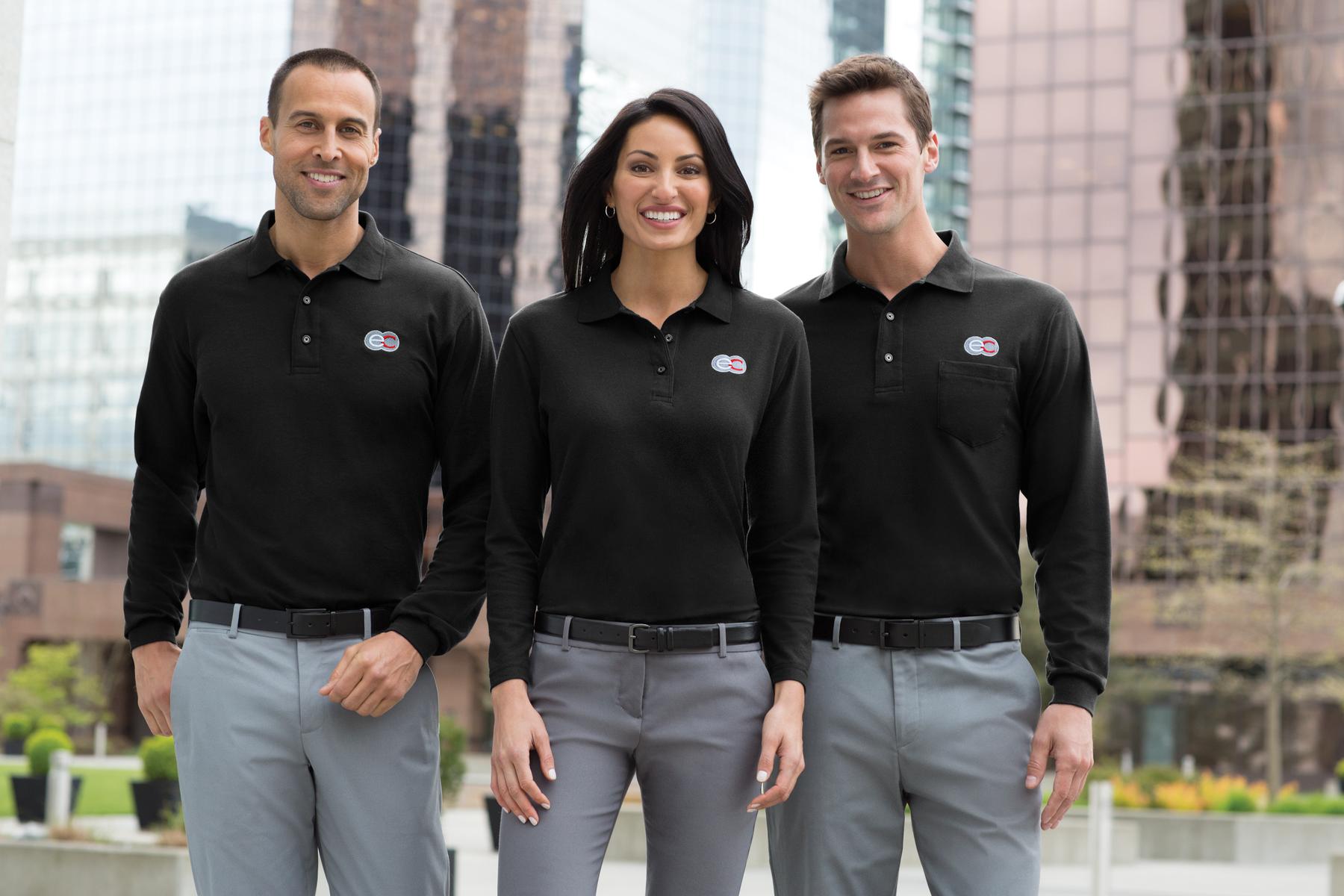 Black Port Authority Tall Silk Touch Long Sleeve Polo. TLK500LS