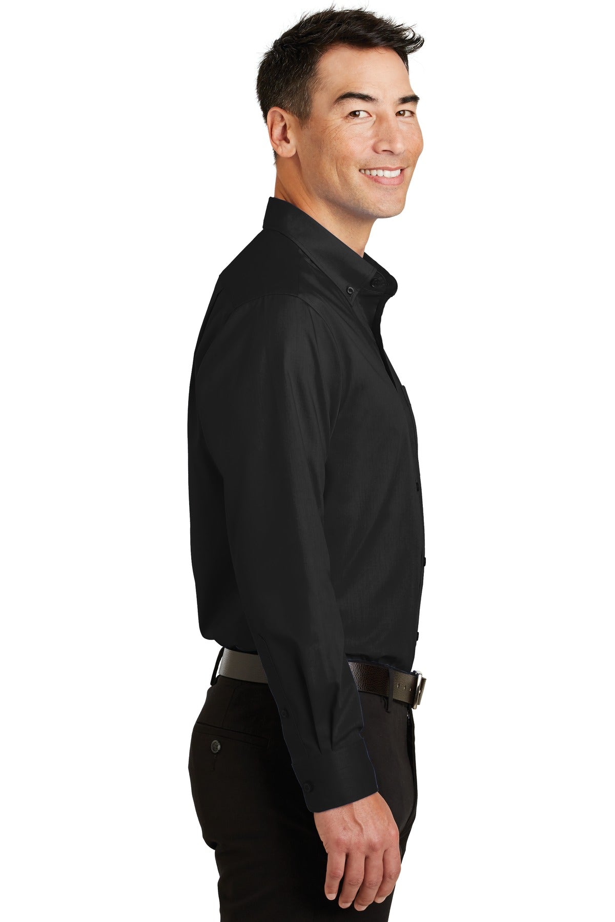 Black Port Authority Tall SuperPro Twill Shirt. TS663
