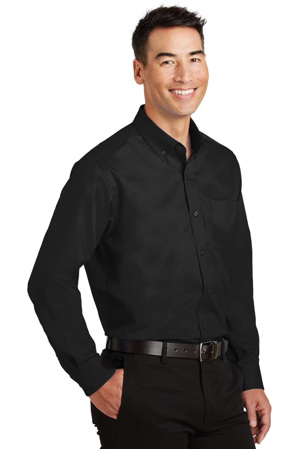 Black Port Authority Tall SuperPro Twill Shirt. TS663