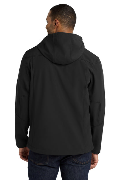 Black Port Authority Textured Hooded Soft Shell Jacket. J706