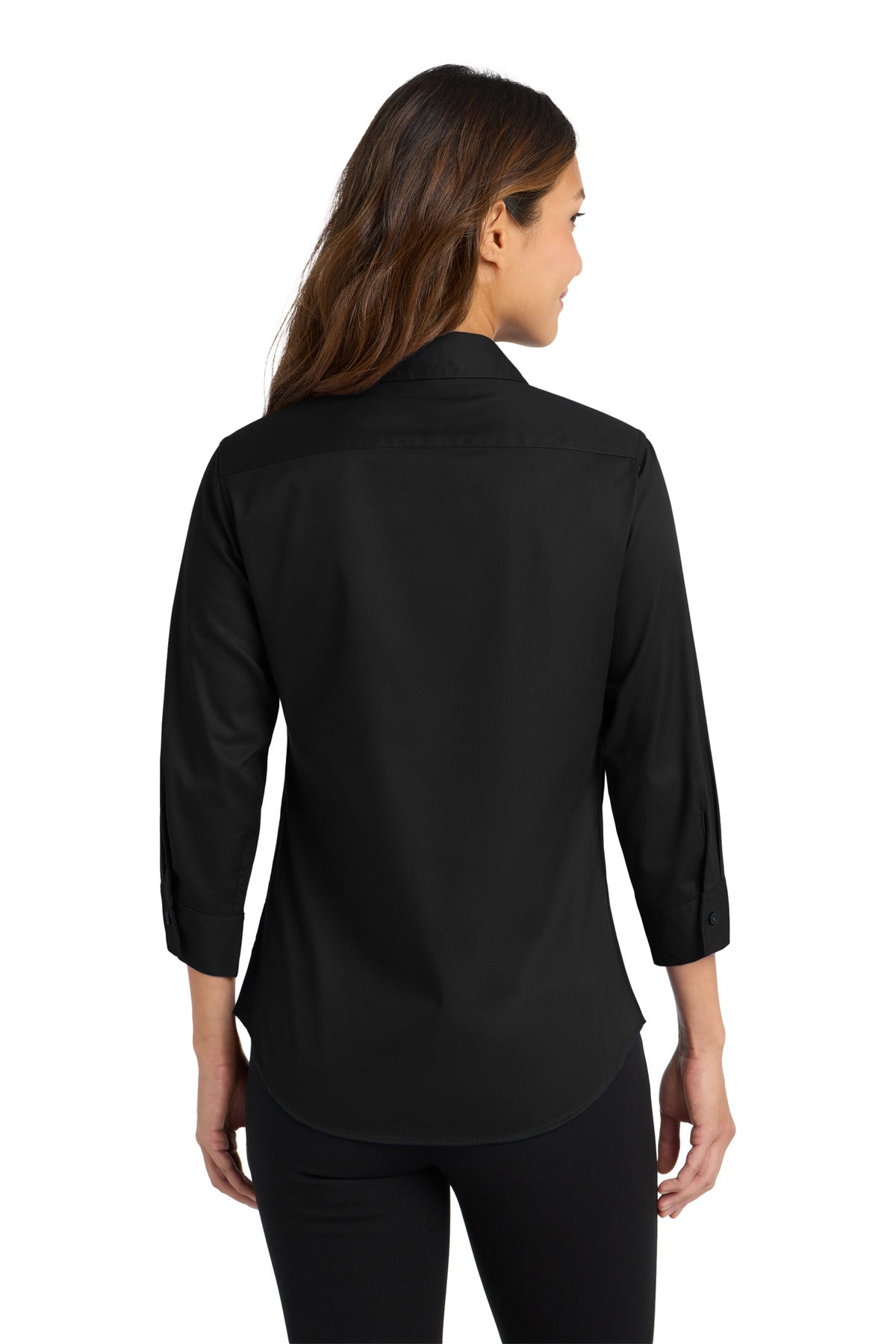 Black Port Authority Women's 3/4-Sleeve Easy Care Shirt. L612