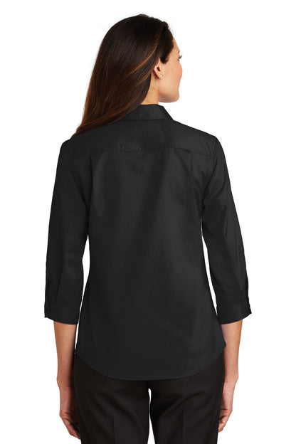 Black Port Authority Women's 3/4-Sleeve SuperPro Twill Shirt. L665