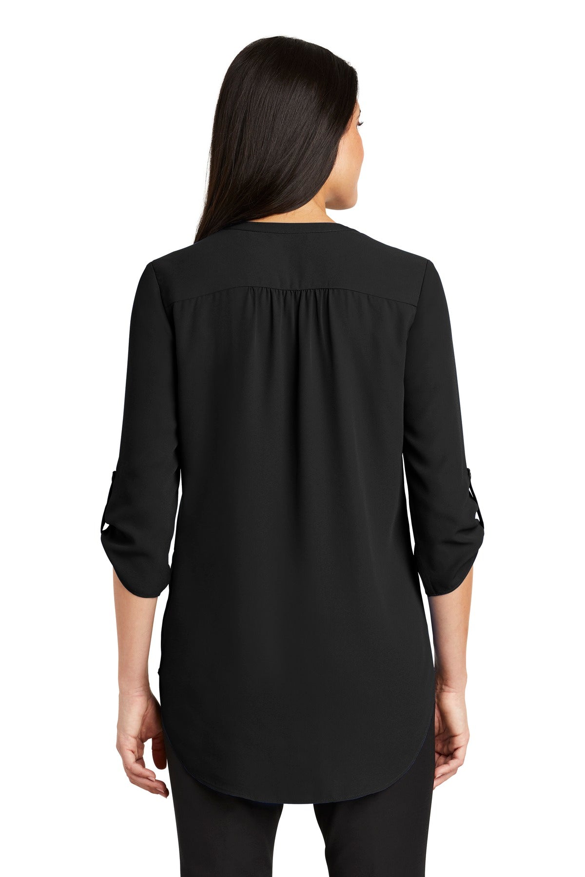 Black Port Authority Women's 3/4-Sleeve Tunic Blouse. LW701