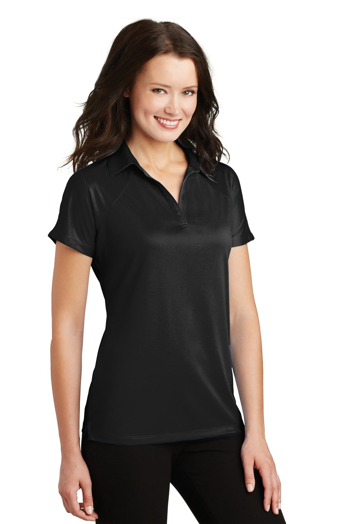 Black Port Authority Women's Crossover Raglan Polo. L575