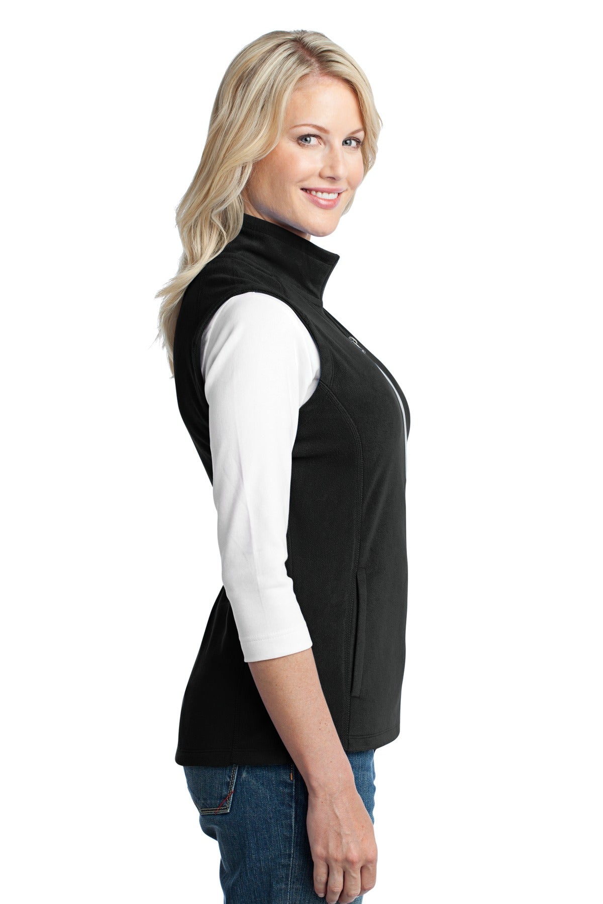 Black Port Authority Women's Microfleece Vest. L226