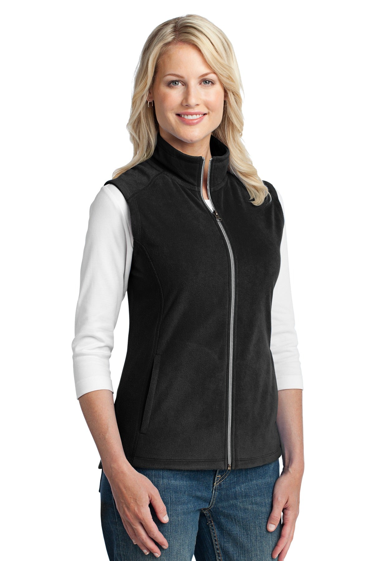 Black Port Authority Women's Microfleece Vest. L226