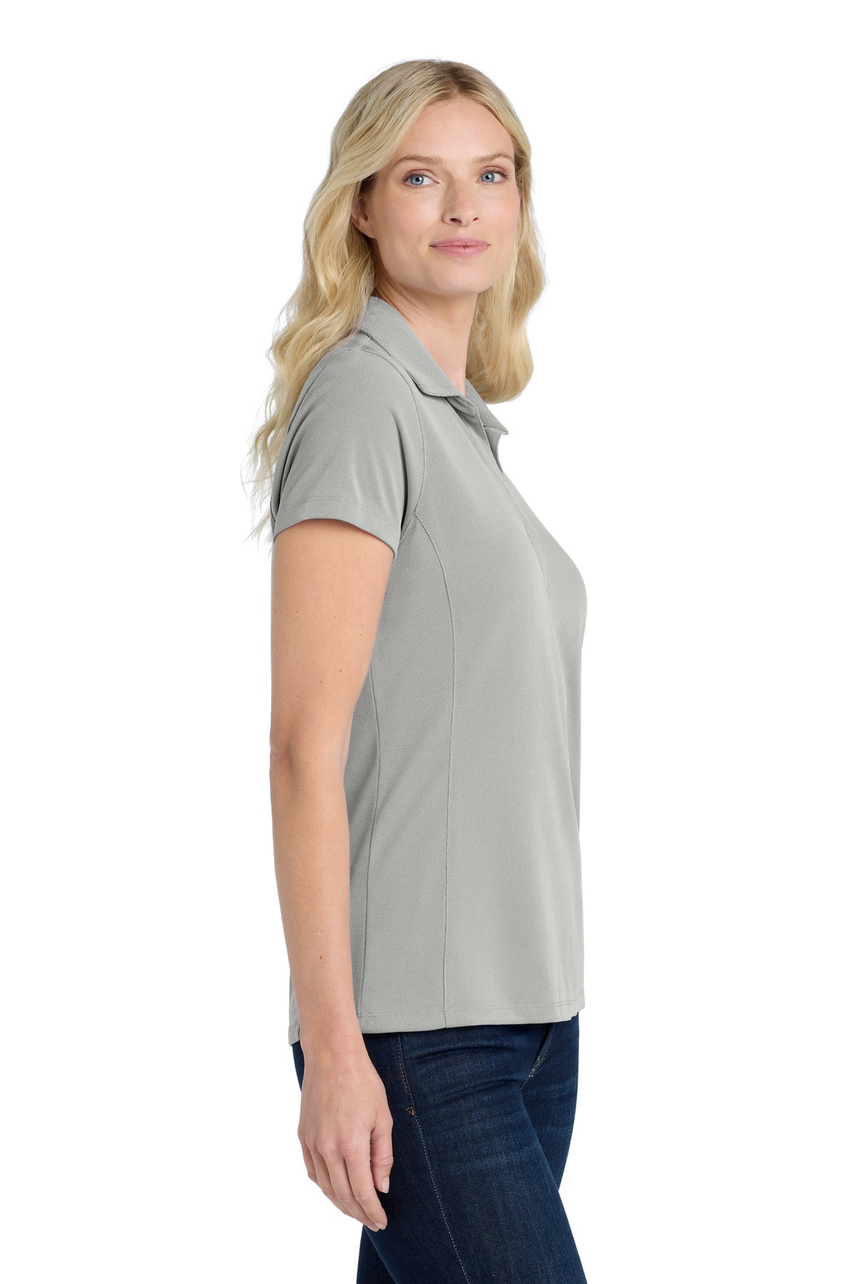 Black Port Authority Women's Poly Oxford Pique Polo. LK582