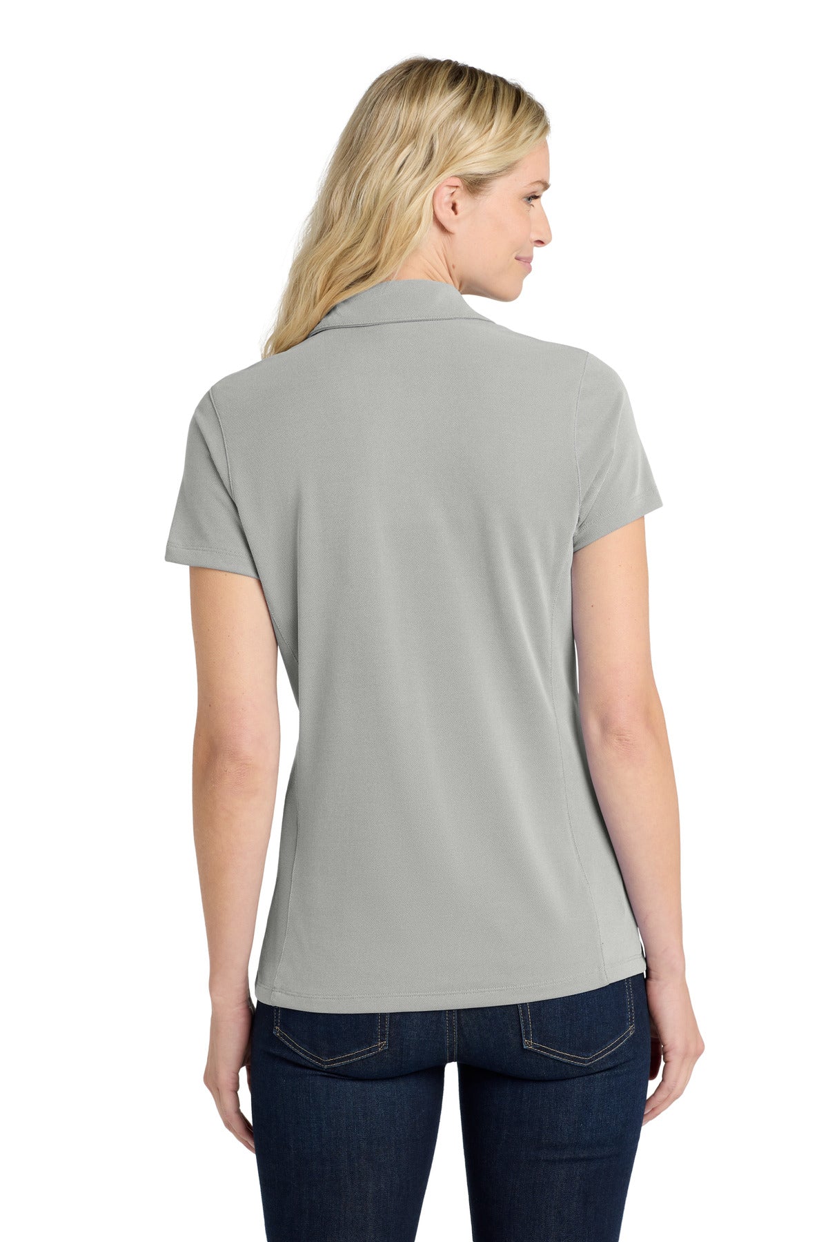 Black Port Authority Women's Poly Oxford Pique Polo. LK582