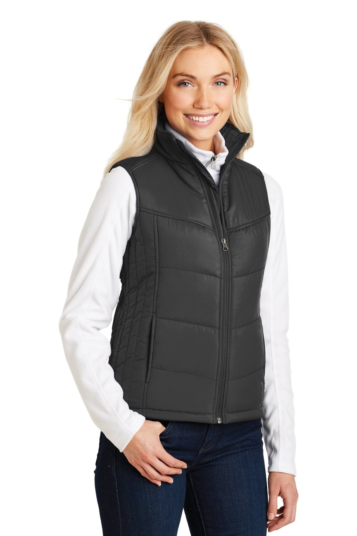 Black Port Authority Women's Puffy Vest. L709