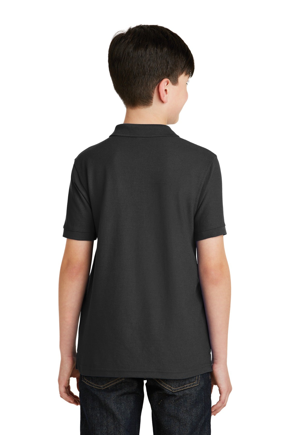 Black Port Authority Youth Silk Touch Polo. Y500
