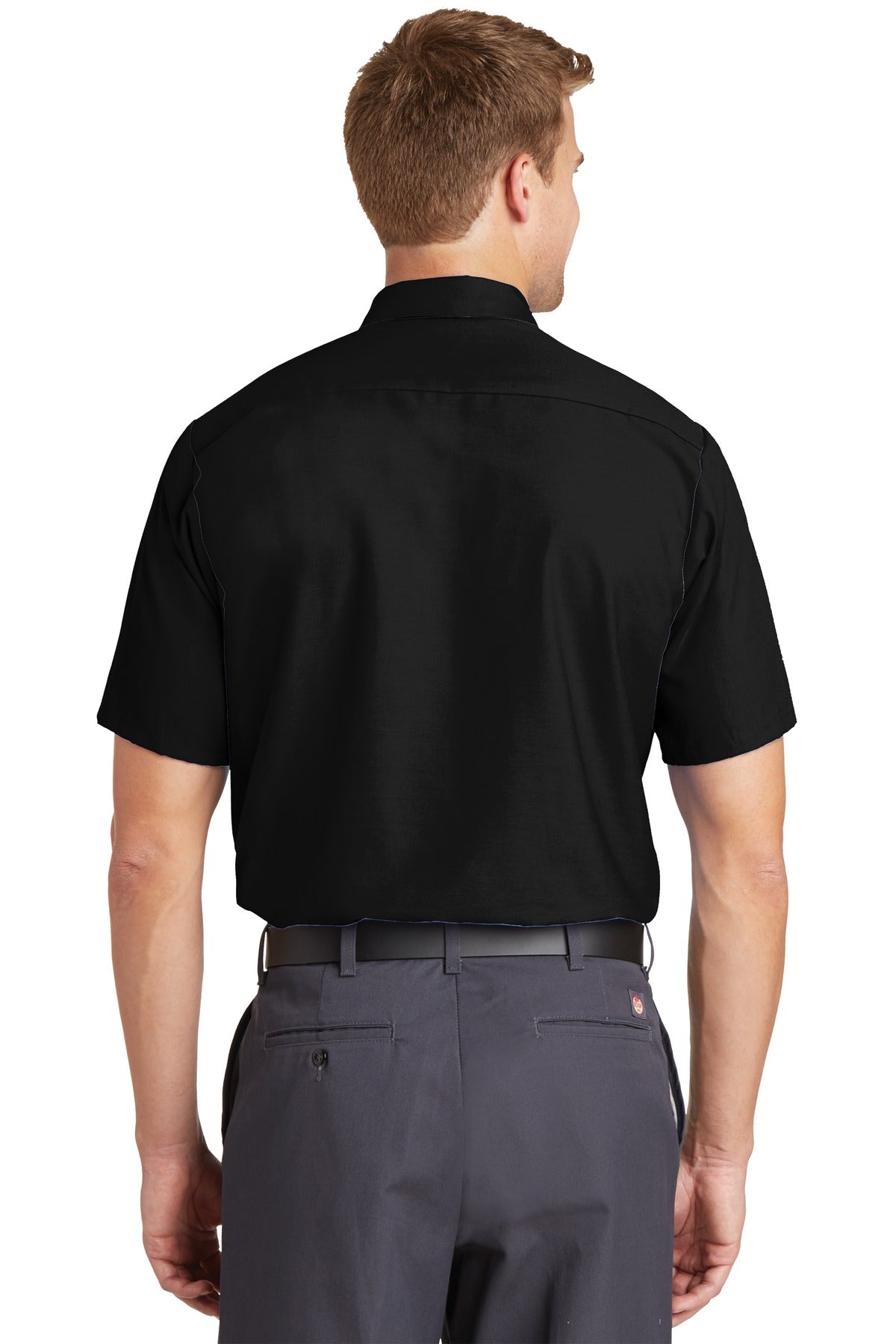Black Red Kap Long Size, Short Sleeve Industrial Work Shirt. SP24LONG