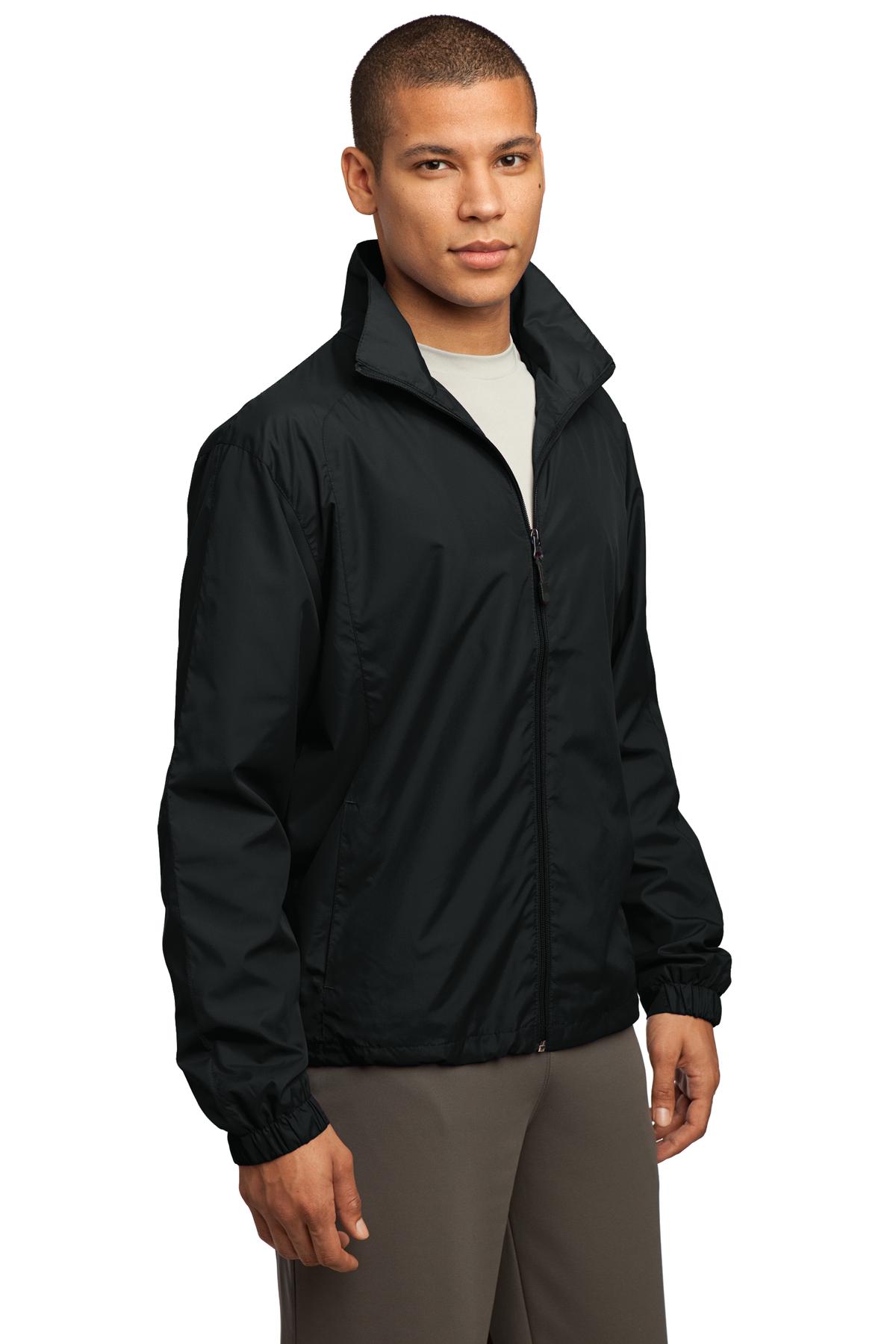 Black Sport-Tek Full-Zip Wind Jacket. JST70
