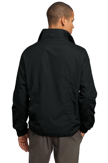 Black Sport-Tek Full-Zip Wind Jacket. JST70