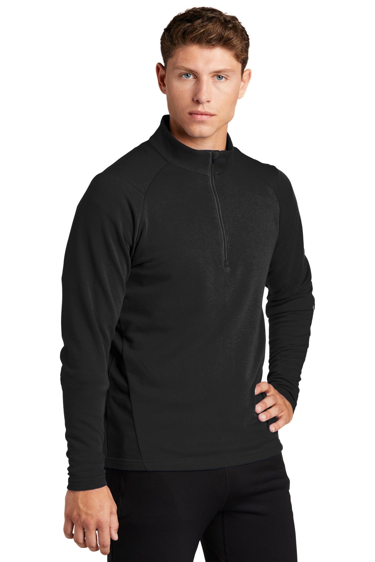 Black Sport-Tek Lightweight French Terry 1/4-Zip Pullover. ST273