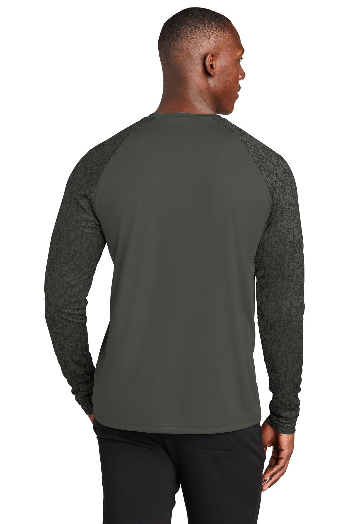 Black Sport-Tek Long Sleeve Digi Camo Tee. ST460LS