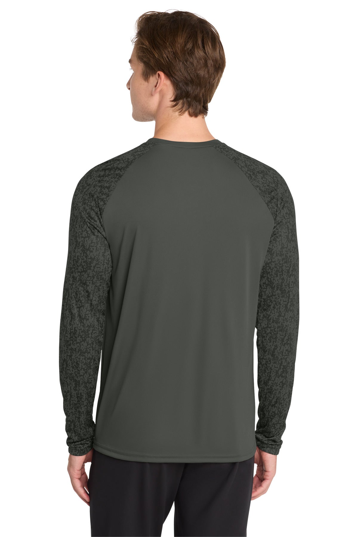 Black Sport-Tek Long Sleeve Digi Camo Tee. ST460LS