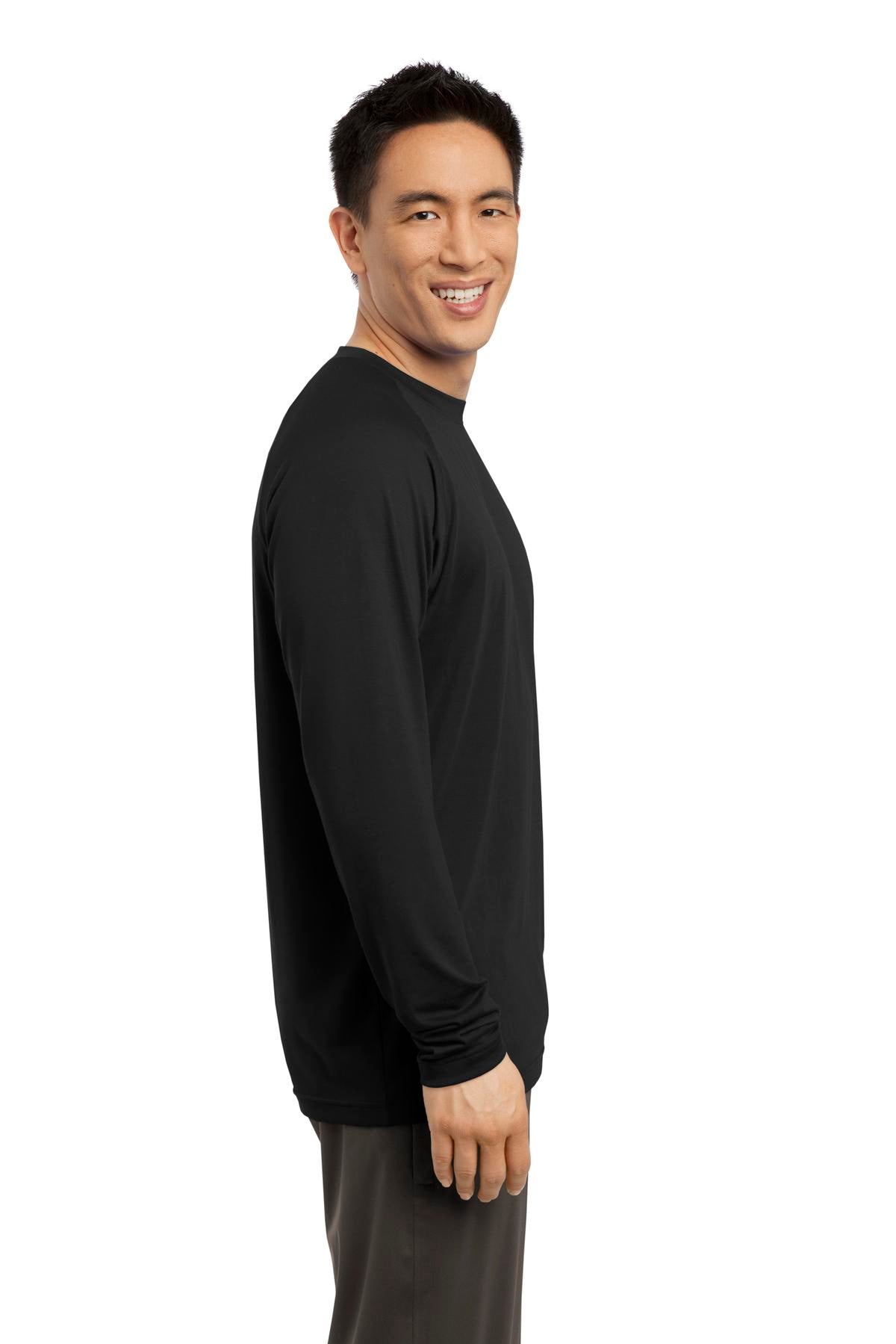 Black Sport-Tek Long Sleeve Ultimate Performance Crew. ST700LS