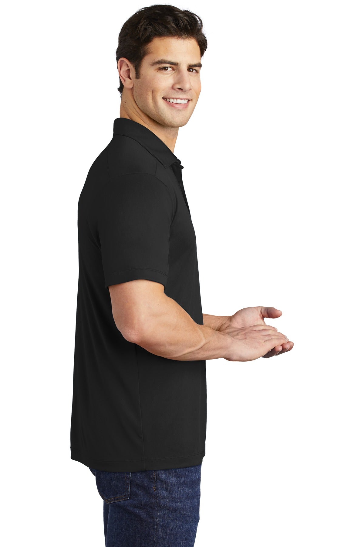 Black Sport-Tek Posi-UV Pro Polo. ST520