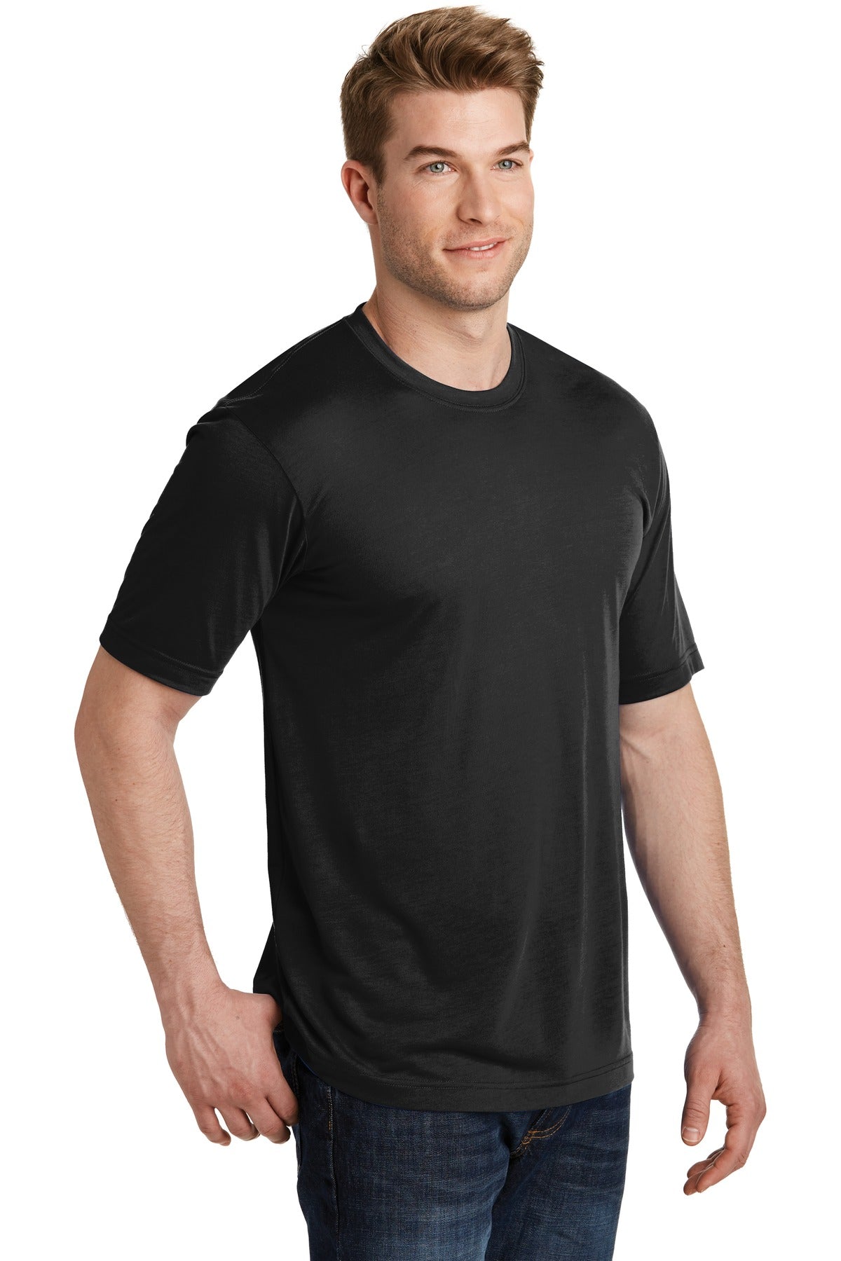 Black Sport-Tek PosiCharge Competitor Cotton Touch Tee. ST450