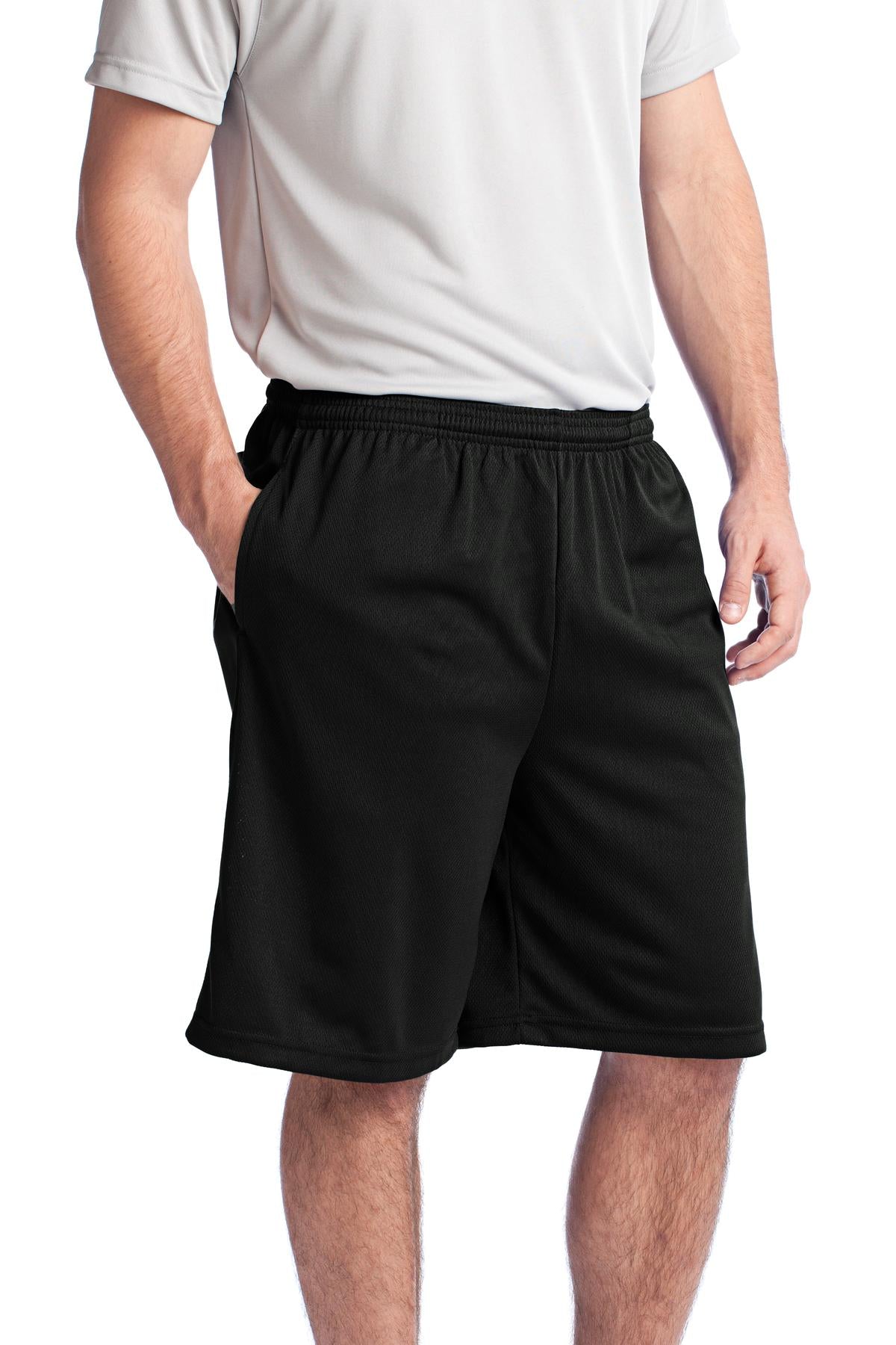 Black Sport-Tek PosiCharge Tough Mesh Pocket Short. ST312