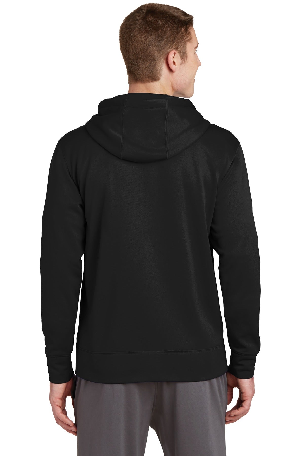Black Sport-Tek Sport-Wick Fleece Full-Zip Hooded Jacket. ST238