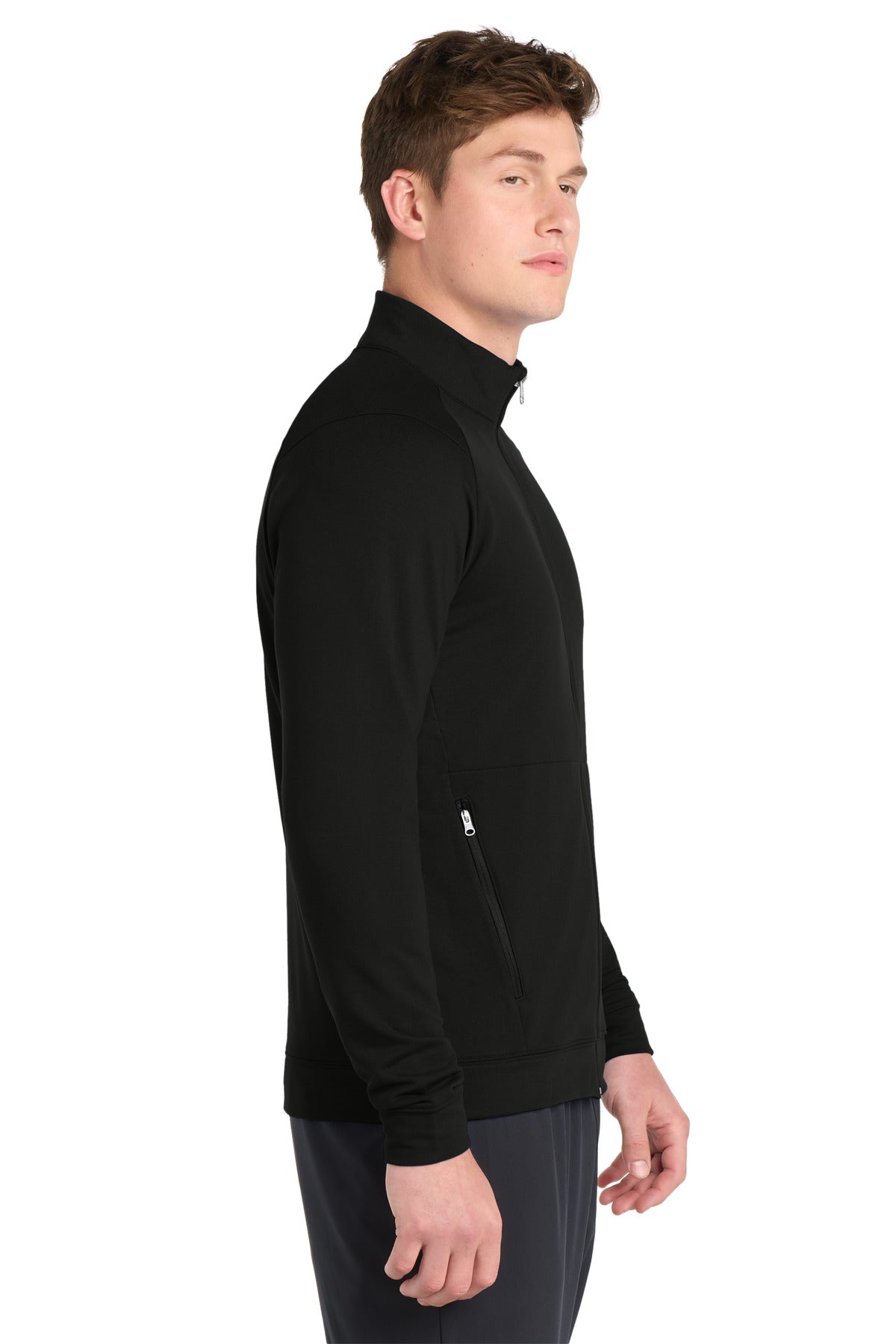 Black Sport-Tek Sport-Wick Flex Fleece Full-Zip. ST560