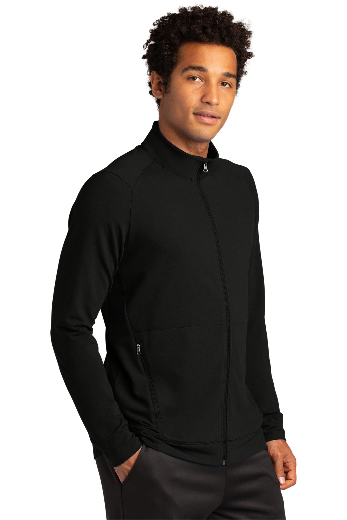 Black Sport-Tek Sport-Wick Flex Fleece Full-Zip. ST560