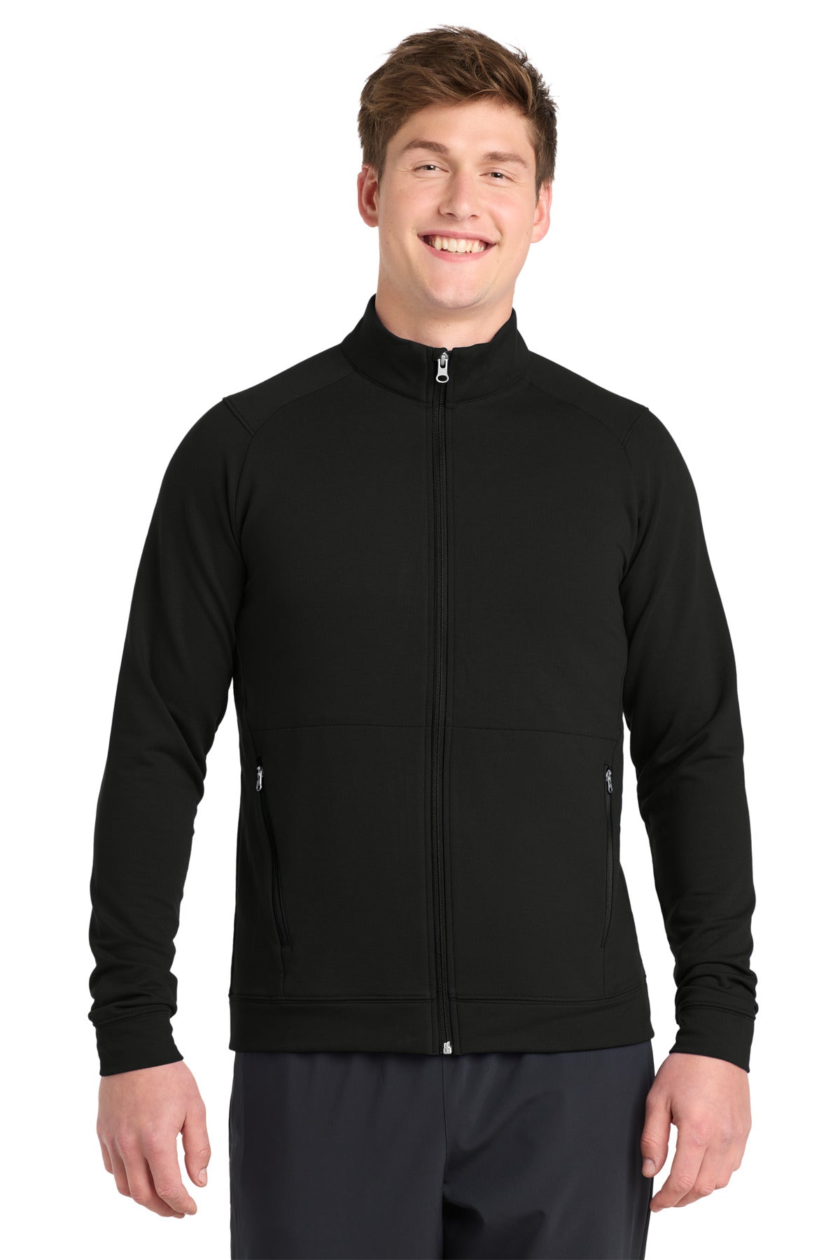 Black Sport-Tek Sport-Wick Flex Fleece Full-Zip. ST560