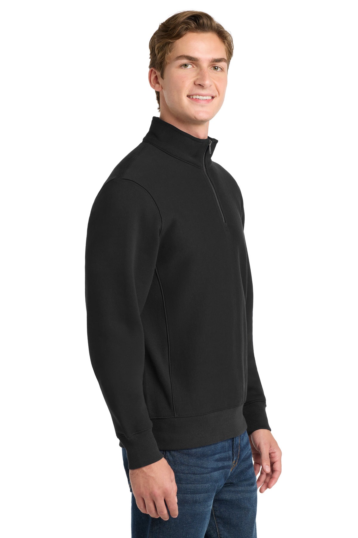 Black Sport-Tek Super Heavyweight 1/4-Zip Pullover Sweatshirt. ST283