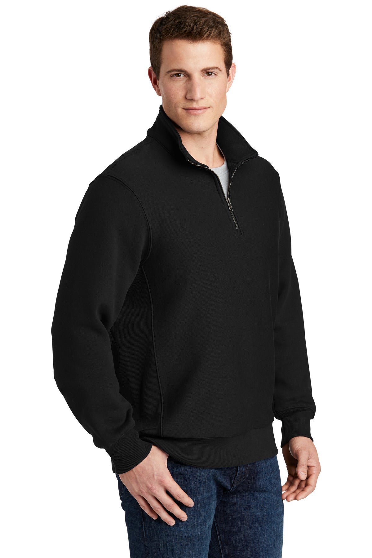 Black Sport-Tek Super Heavyweight 1/4-Zip Pullover Sweatshirt. ST283