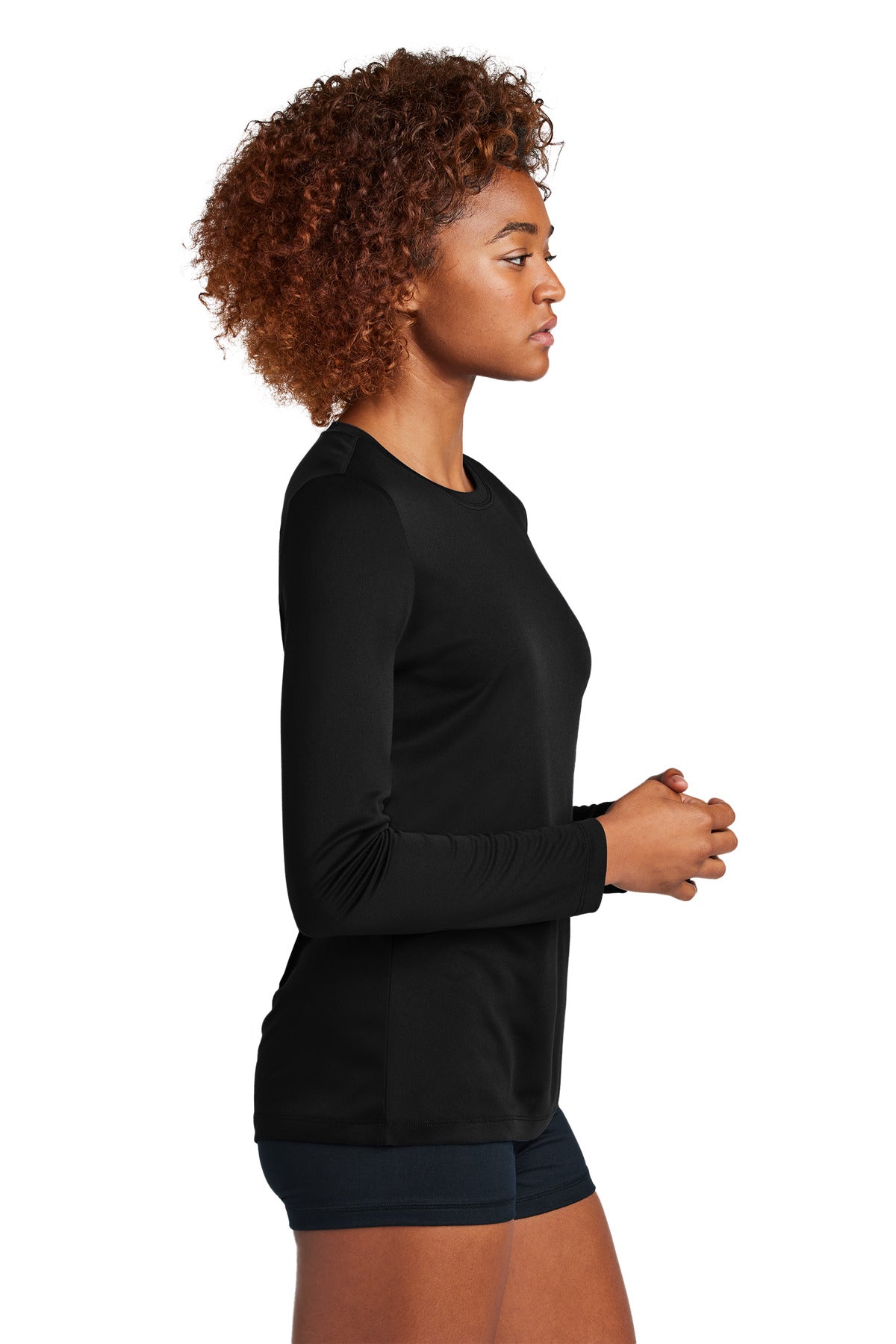 Black Sport-Tek Women's Posi-UV Pro Long Sleeve LST420LS