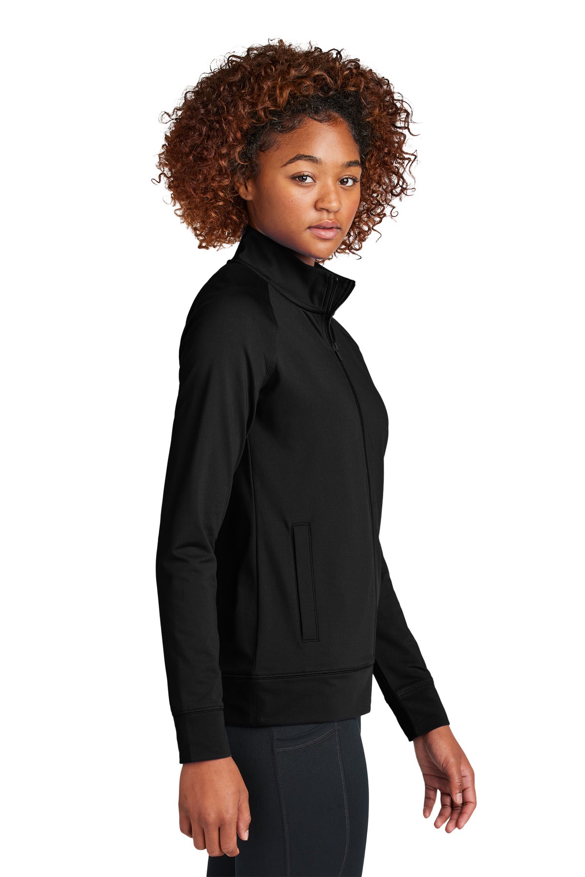 Black Sport-Tek Women's Sport-Wick Stretch Full-Zip Cadet Jacket LST857