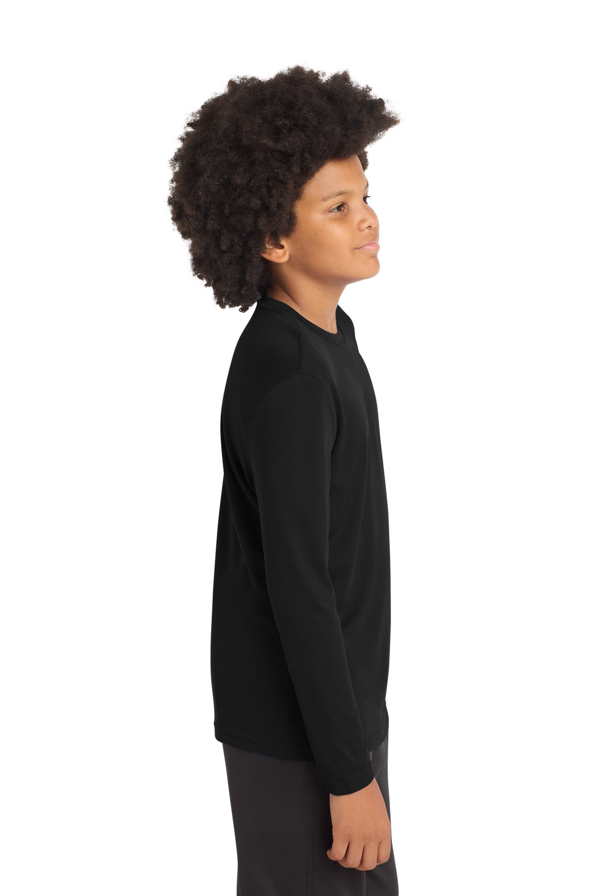 Black Sport-Tek Youth Long Sleeve PosiCharge Competitor Tee. YST350LS