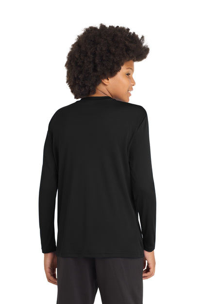 Black Sport-Tek Youth Long Sleeve PosiCharge Competitor Tee. YST350LS