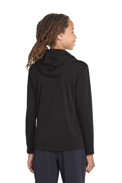 Black Sport-Tek Youth PosiCharge Competitor Hooded Pullover. YST358