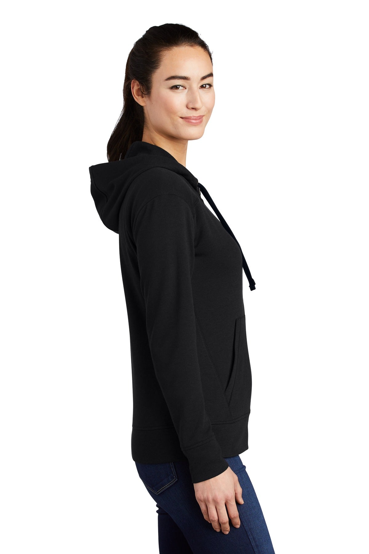 Black Triad So Sport-Tek Women's PosiCharge Tri-Blend Wicking Fleece Full-Zip Hooded Jacket LST293