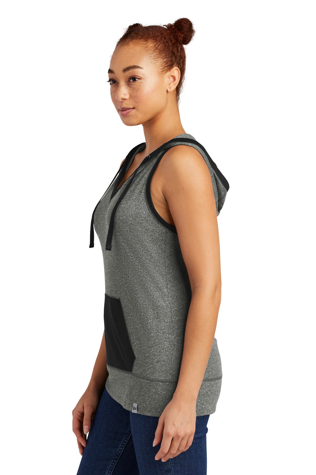 Black Twist/Bk New Era Women's Heritage Blend Hoodie Tank. LNEA106