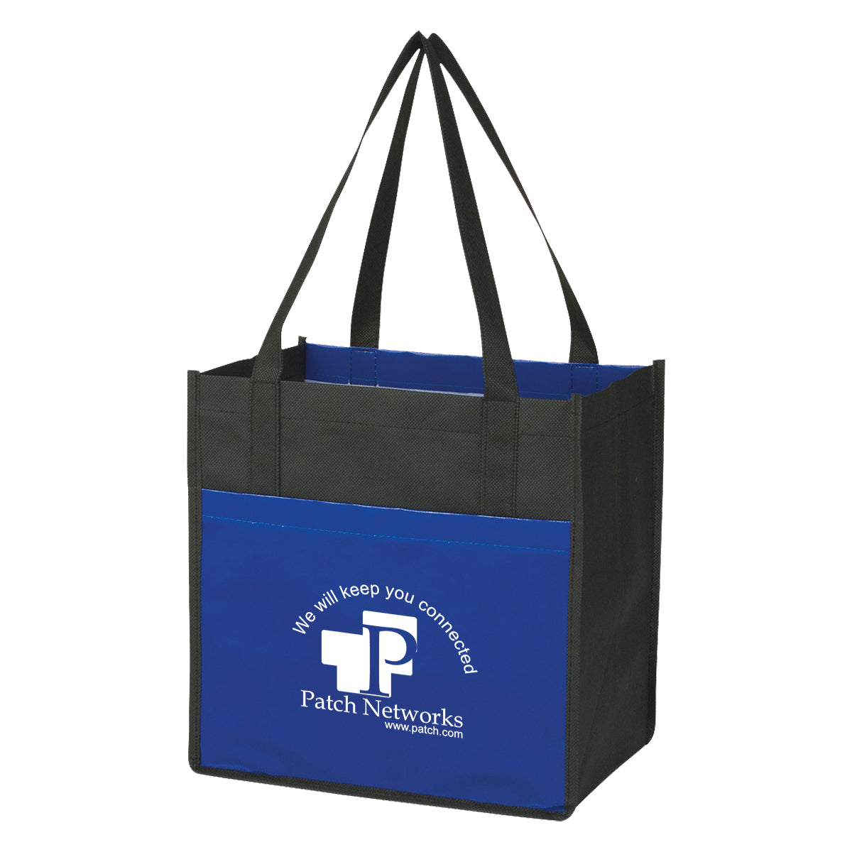 BLACK WITH ROYAL Lami-Combo Shopper Tote Bag  grouped