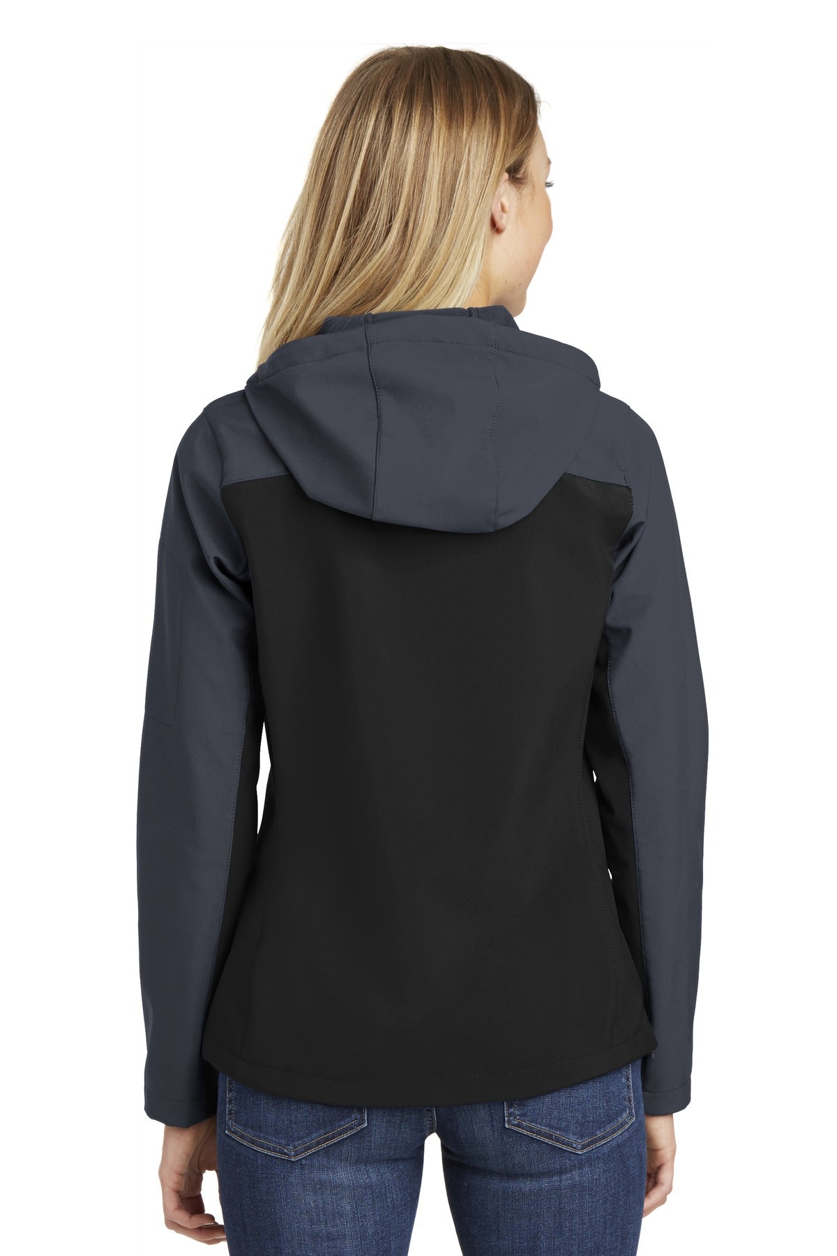 Black/Batl Gry Port Authority Women's Hooded Core Soft Shell Jacket. L335