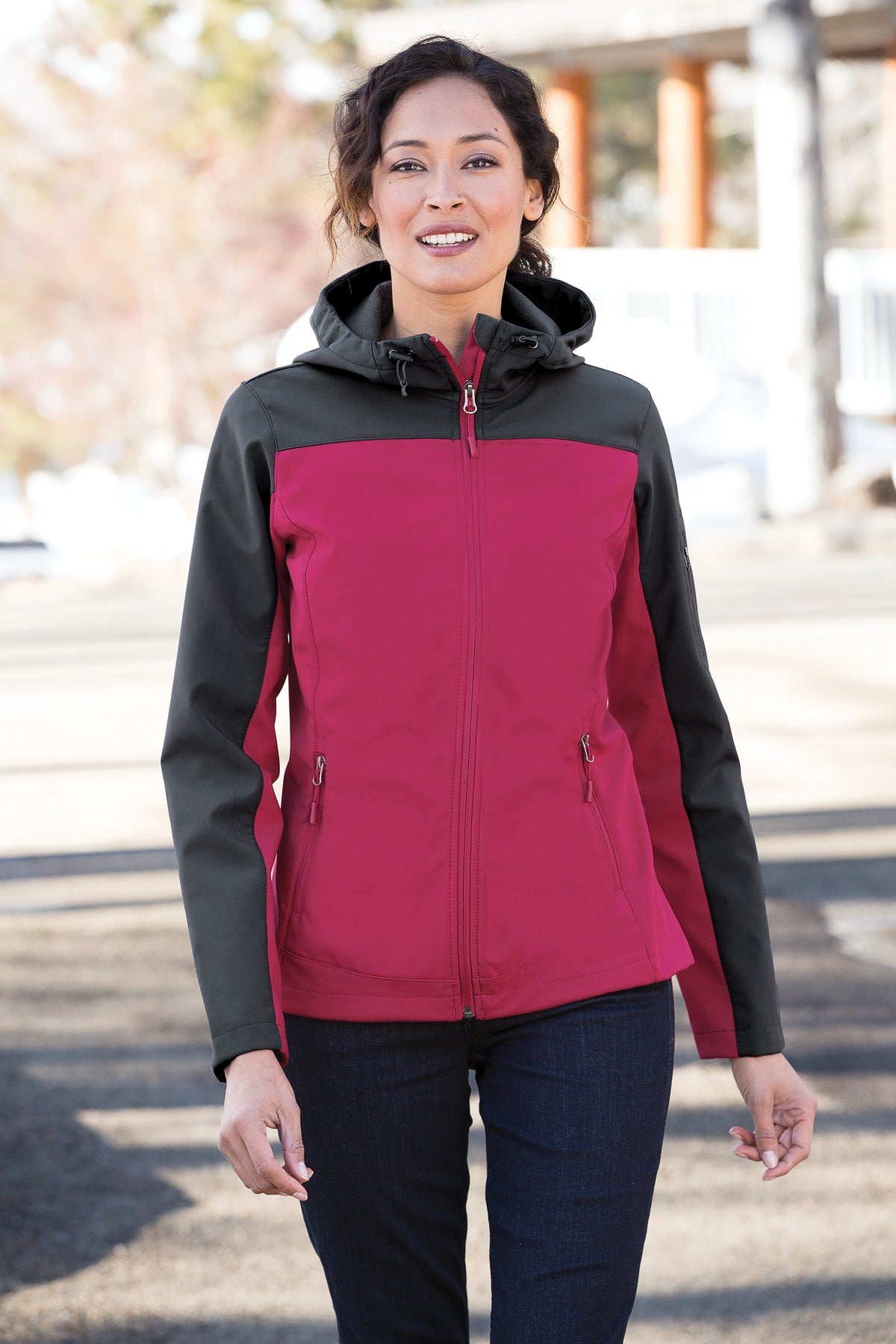 Black/Batl Gry Port Authority Women's Hooded Core Soft Shell Jacket. L335