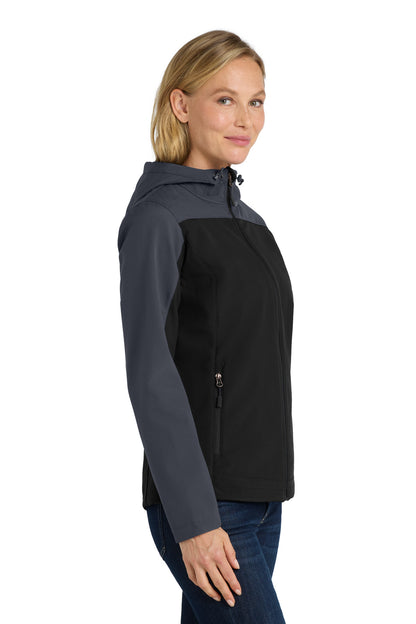 Black/Batl Gry Port Authority Women's Hooded Core Soft Shell Jacket. L335