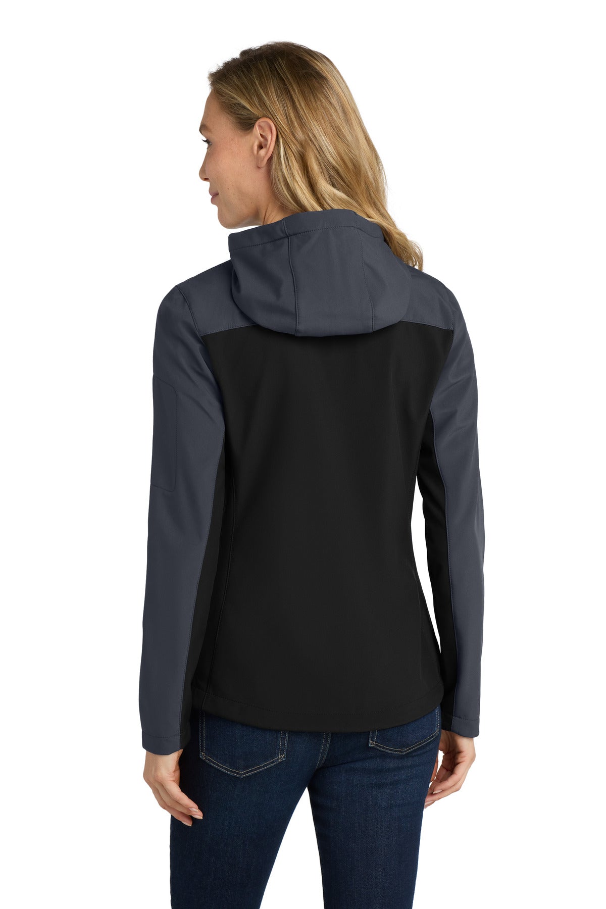 Black/Batl Gry Port Authority Women's Hooded Core Soft Shell Jacket. L335