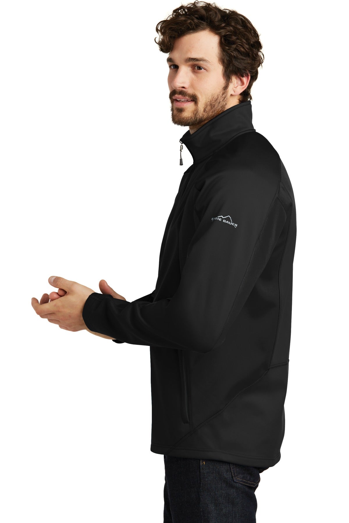 Black/Black Eddie Bauer Trail Soft Shell Jacket. EB542