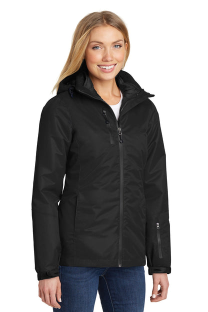 Black/Black Port Authority Women's Vortex Waterproof 3-in-1 Jacket. L332